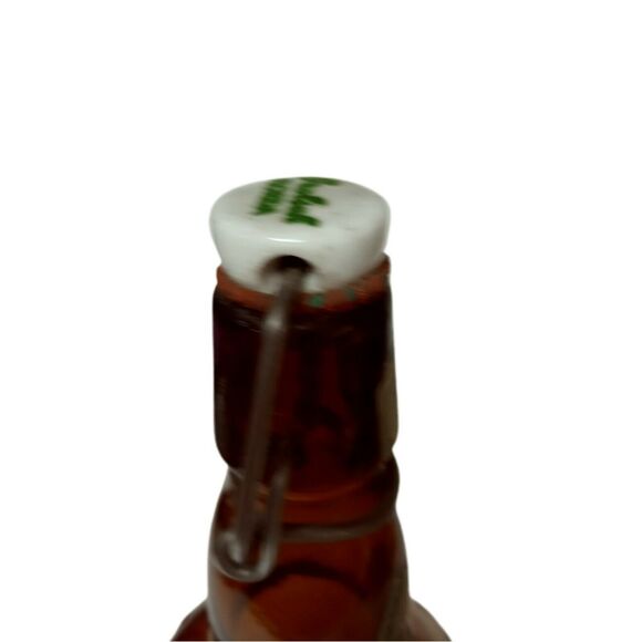 Vintage Grolsch Brown Glass Beer Bottle Porcelain Swing Top Rustic Bar Decor - Picture 10 of 11